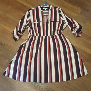 Vintage 70s Style A-line Dress Synched Waist 1X